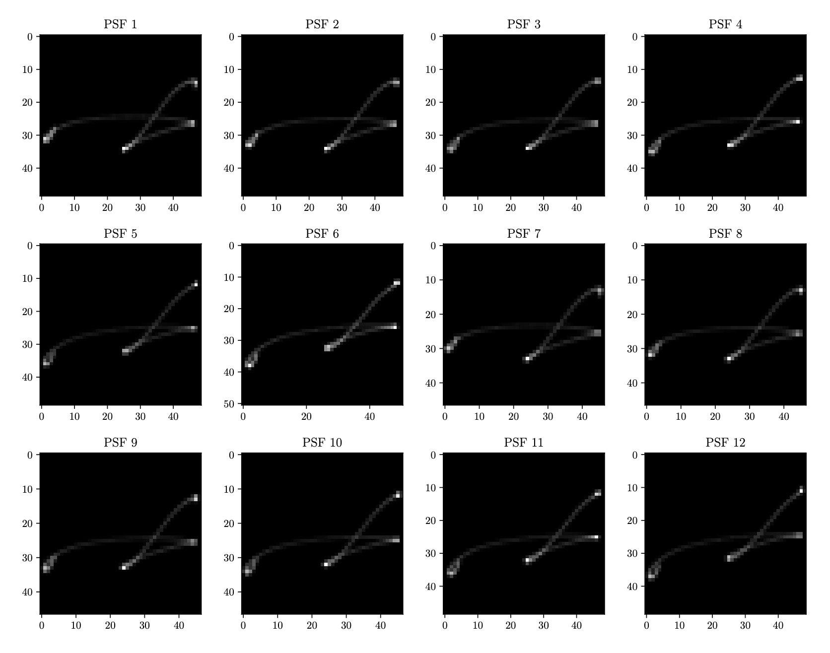 Final pixelated form of the PSFs